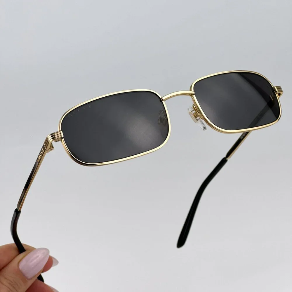 Gucci GG1457S 001 Sunglasses Gold Grey Rectangle Metal Unisex GG 1457S - Picture 6 of 12